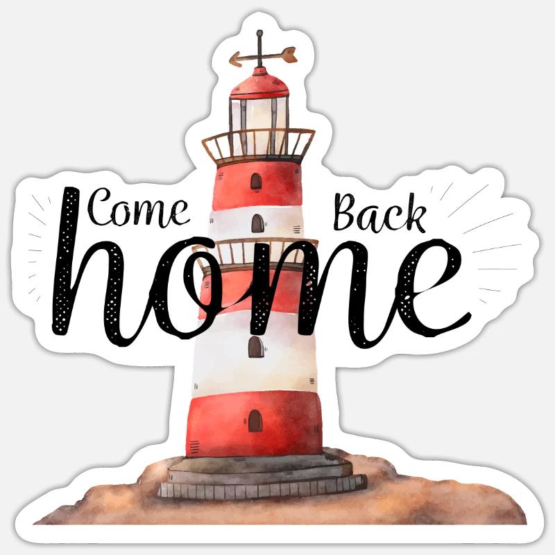 Lighthouse design Welcome back home - Sticker size S (10 x 10 cm) - white matte