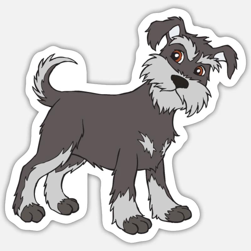 Schnauzer chiot - Sticker taille S (10 x 10 cm) - blanc mat