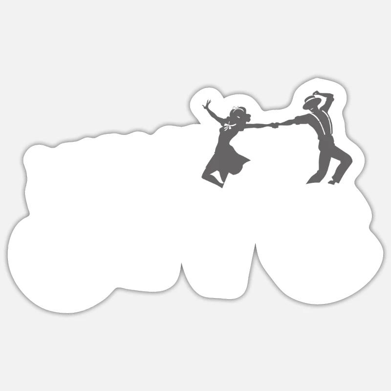 Danse Jive - Sticker taille S (10 x 10 cm) - blanc mat