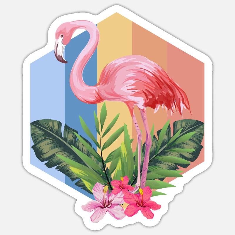 flamant - Sticker taille S (10 x 10 cm) - blanc mat