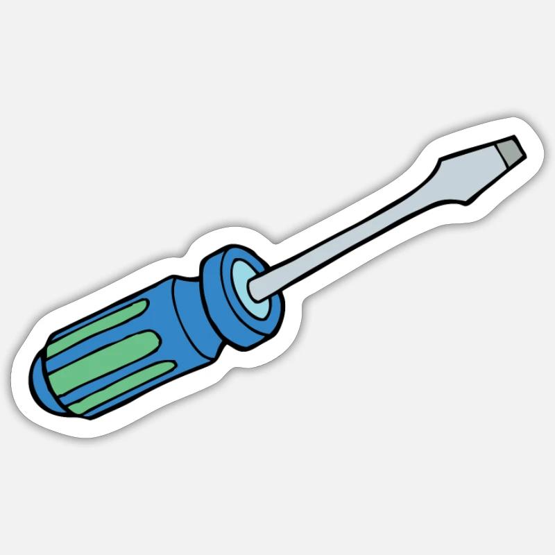 Screwdriver screwdriver drawing - Sticker size S (10 x 10 cm) - white matte