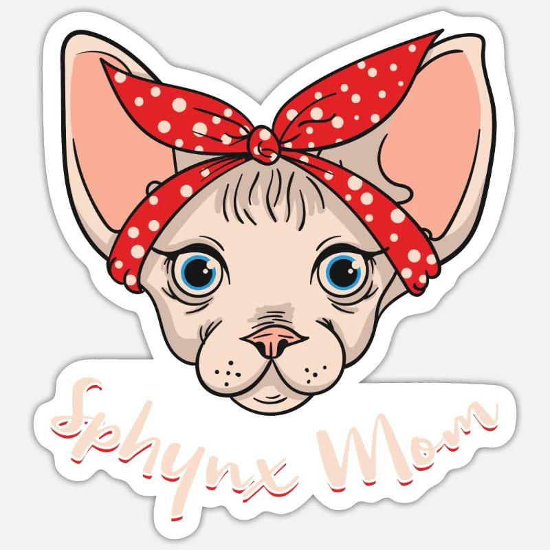 Sphynx Katzen Mutter Sticker Größe S (10 x 10 cm)
