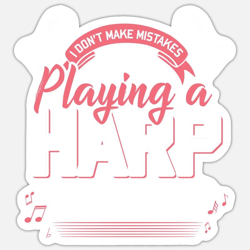Harfe - Sticker Größe S (10 x 10 cm) - Mattweiß
