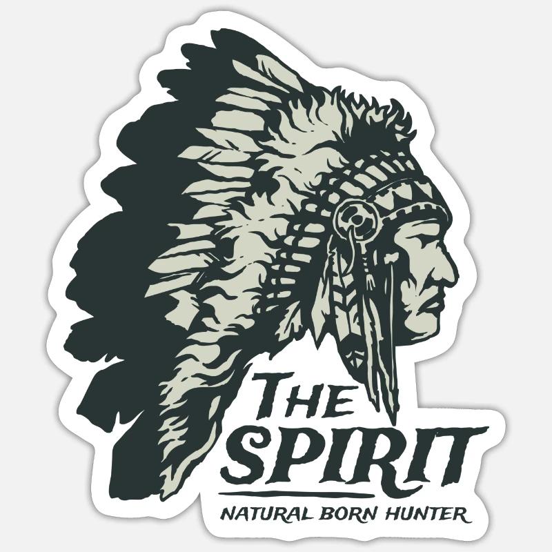 Indianer Häuptling Apache Federschmuck Geschenk - Sticker Größe S (10 x 10 cm) - Mattweiß