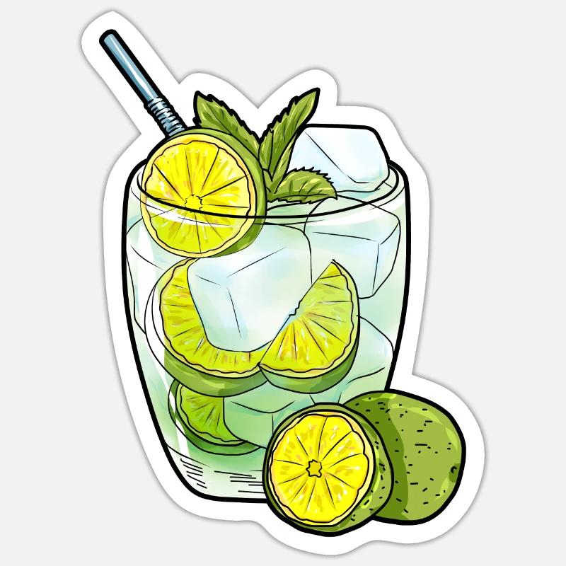 Caipirinha - Sticker taille S (10 x 10 cm) - blanc mat