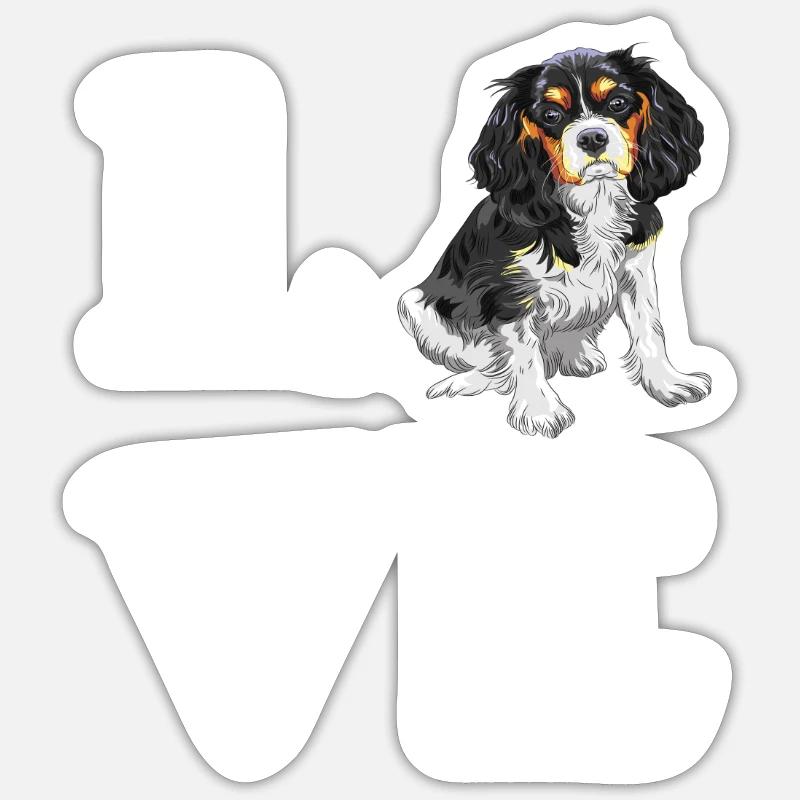 Cavalier King Charles Spaniel - Sticker Größe S (10 x 10 cm) - Mattweiß
