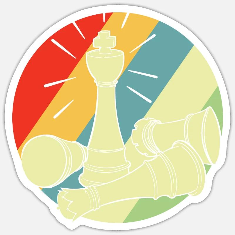 Jeu d’échecs rétro jeu d’échecs - Sticker taille S (10 x 10 cm) - blanc mat