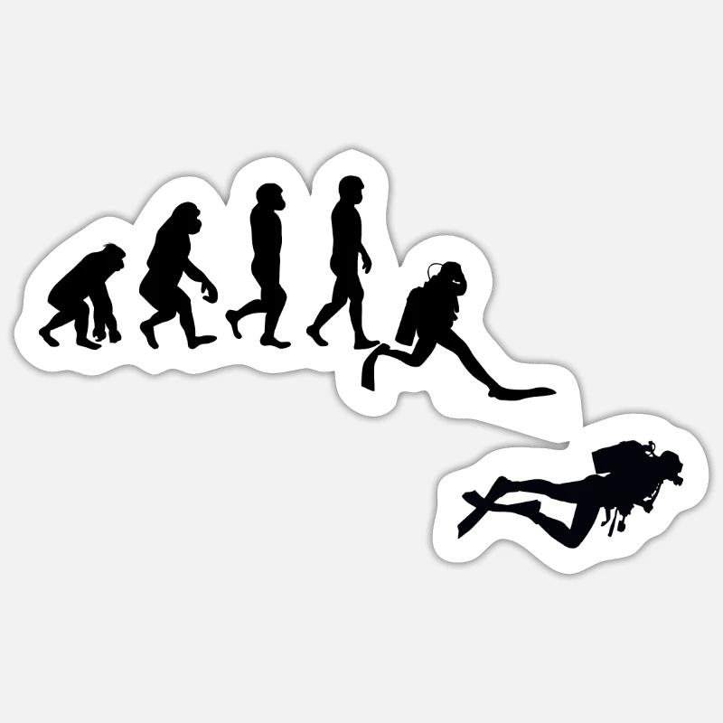 Evolution Tauchen - Sticker Größe S (10 x 10 cm) - Mattweiß