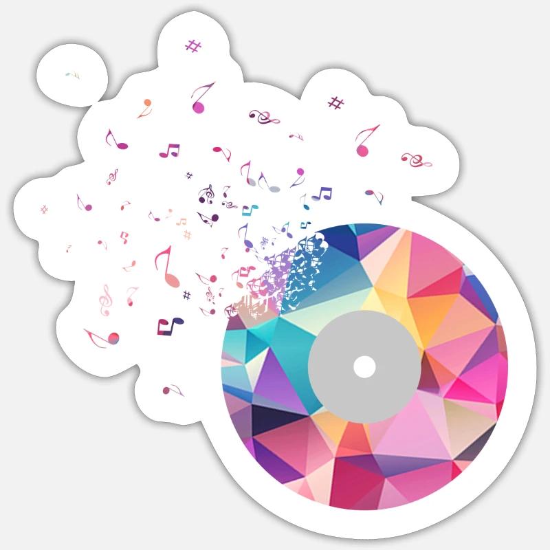 Musik CD Musiknote - Sticker Größe S (10 x 10 cm) - Mattweiß