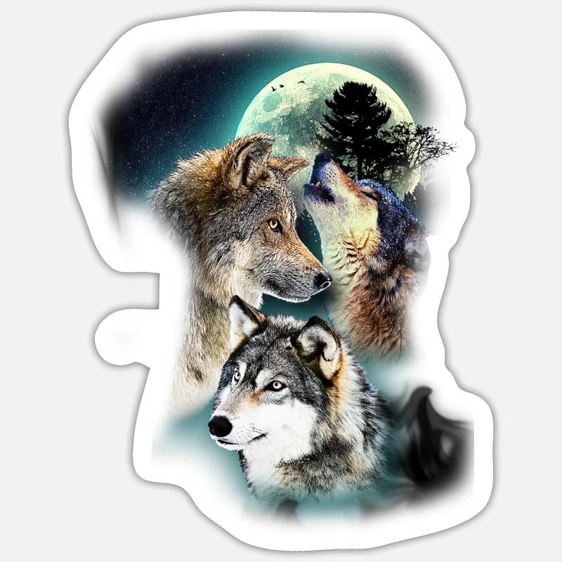Wolf Design Moon Wolves - Sticker size S (10 x 10 cm) - white matte