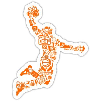 Joueur de basket - Sticker taille S (10 x 10 cm) - blanc mat - Devant