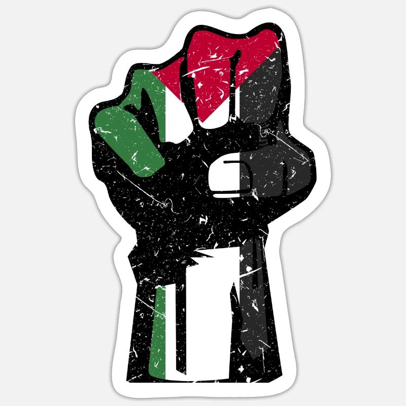 Drapeau de poing palestinien - Sticker taille S (10 x 10 cm) - blanc mat