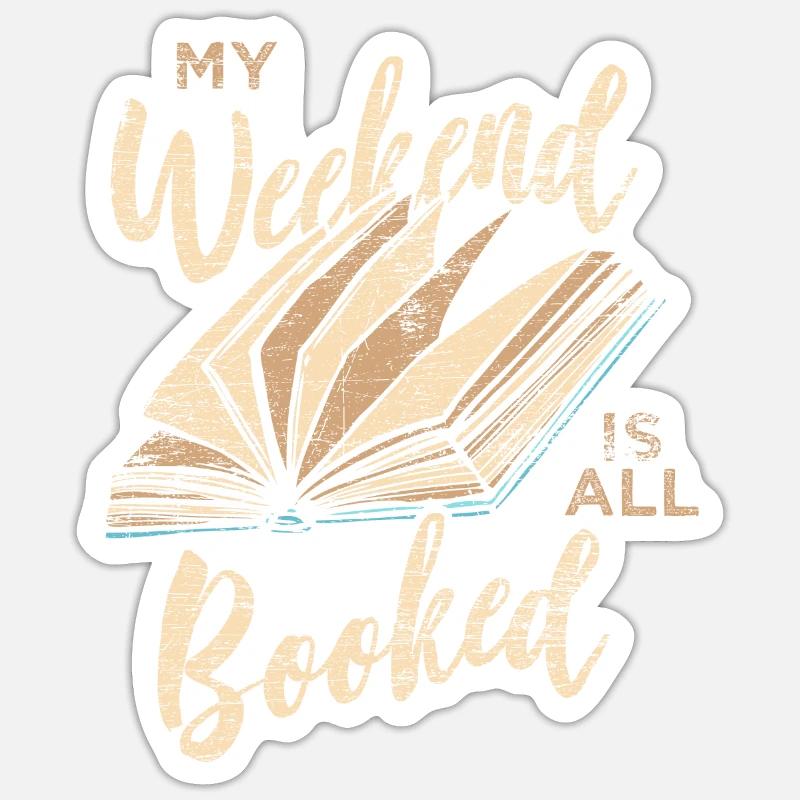 Buch Bücher lesen Wochenende Geschenk - Sticker Größe S (10 x 10 cm) - Mattweiß