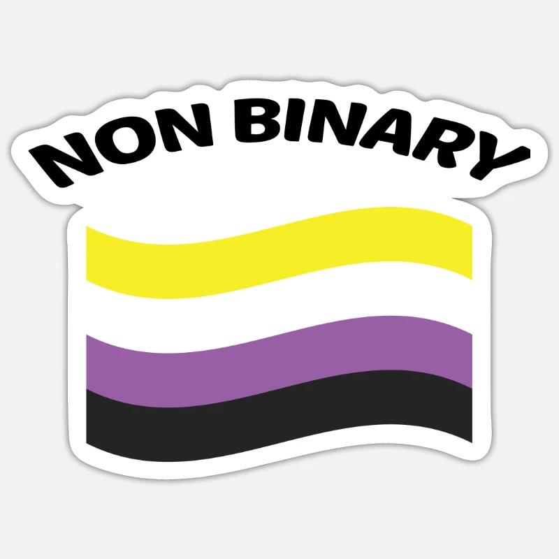 NON BINARY FLAGGE Brusttasche - Sticker Größe S (10 x 10 cm) - Mattweiß