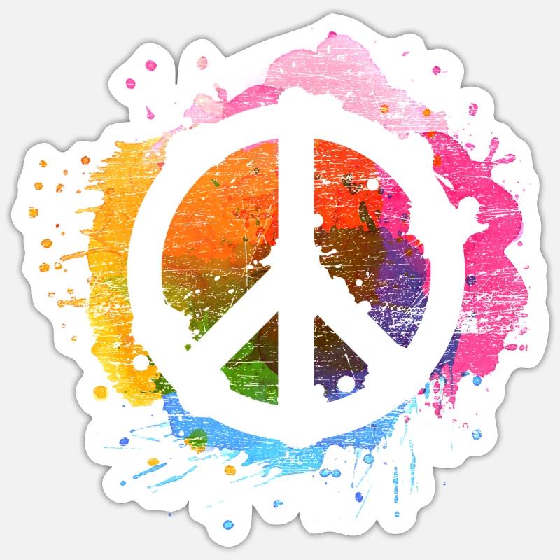 Peace - Sticker taille S (10 x 10 cm) - blanc mat