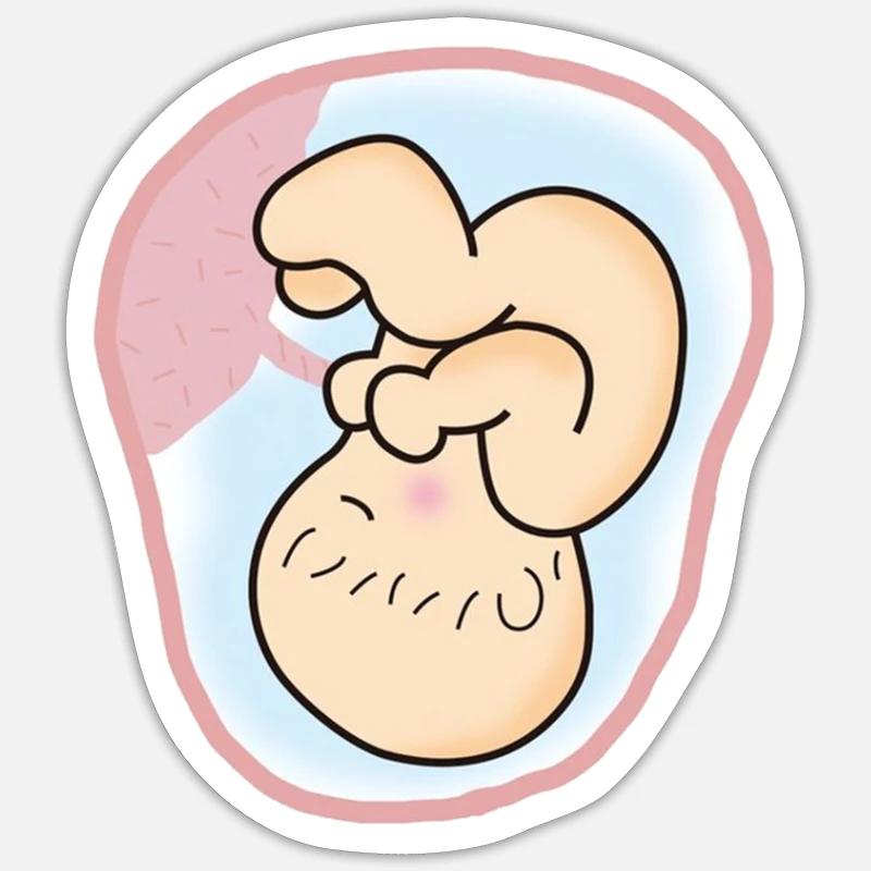 Embrio Kind Schwanger Mama Mutter Geschenk - Sticker Größe S (10 x 10 cm) - Mattweiß