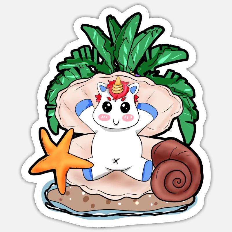 Unicorn throne shell gift Sticker size S (10 x 10 cm)