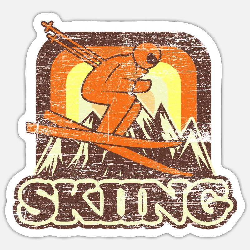 Ski - Sticker taille S (10 x 10 cm) - blanc mat