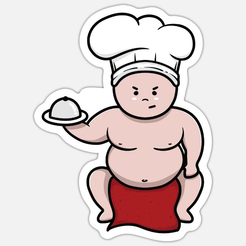 Koch Sumoringer Sumo Kampfsport Ringkampf Geschenk - Sticker Größe S (10 x 10 cm) - Mattweiß
