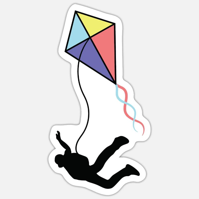 Skydiving kite flying gift - Sticker size S (10 x 10 cm) - white matte
