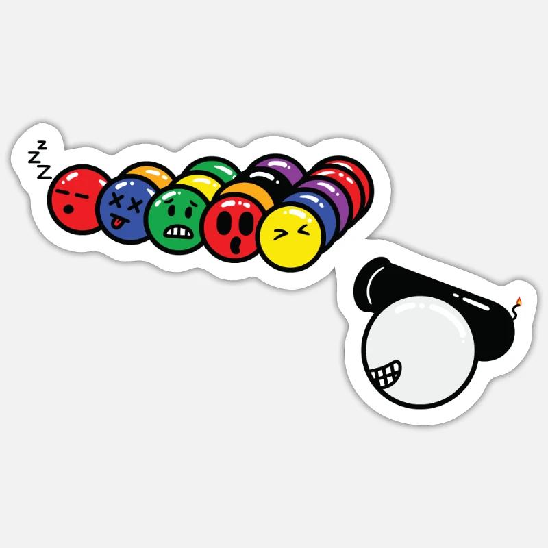 Billard Snooker Poolbillard Pool Kanone Geschenk - Sticker Größe S (10 x 10 cm) - Mattweiß