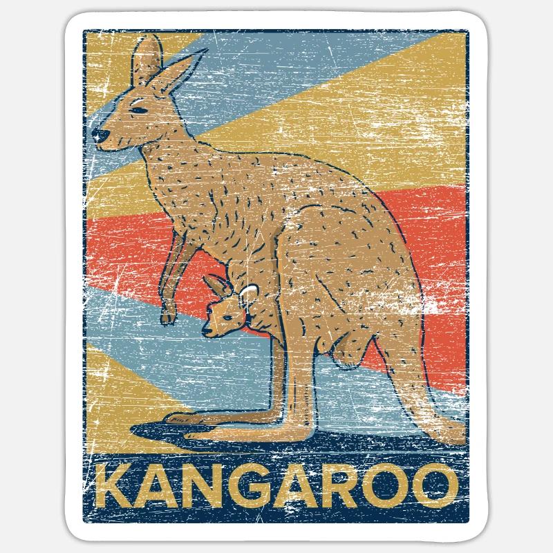 Känguru Australien Outback Beuteltier Geschenk - Sticker Größe S (10 x 10 cm) - Mattweiß