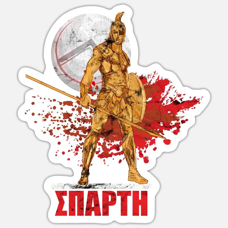 Sparta Krieger Lambda Schild - Sticker Größe S (10 x 10 cm) - Mattweiß