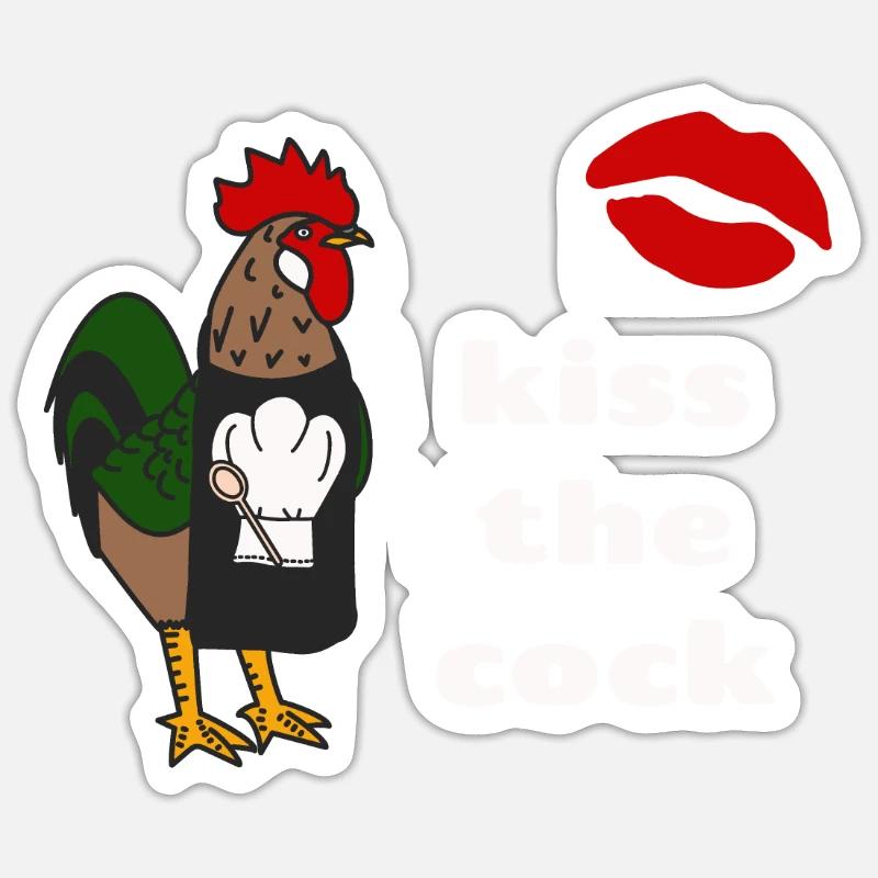 Baiser le coq - Sticker taille S (10 x 10 cm) - blanc mat