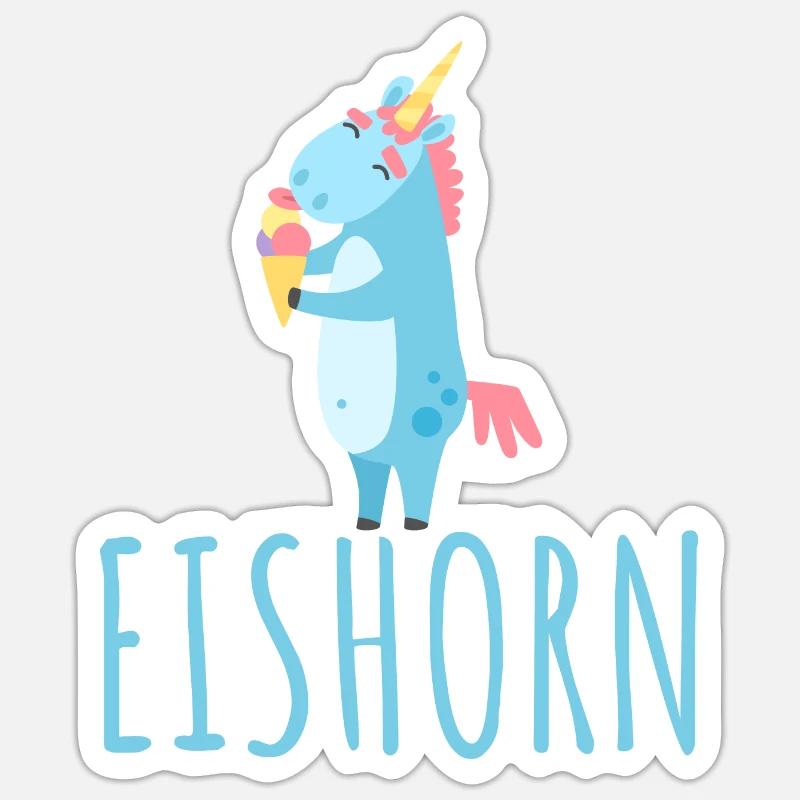 EINHORN EISHORN | Eiswaffel Eiskugel Geschenkidee Sticker Größe S (10 x 10 cm)