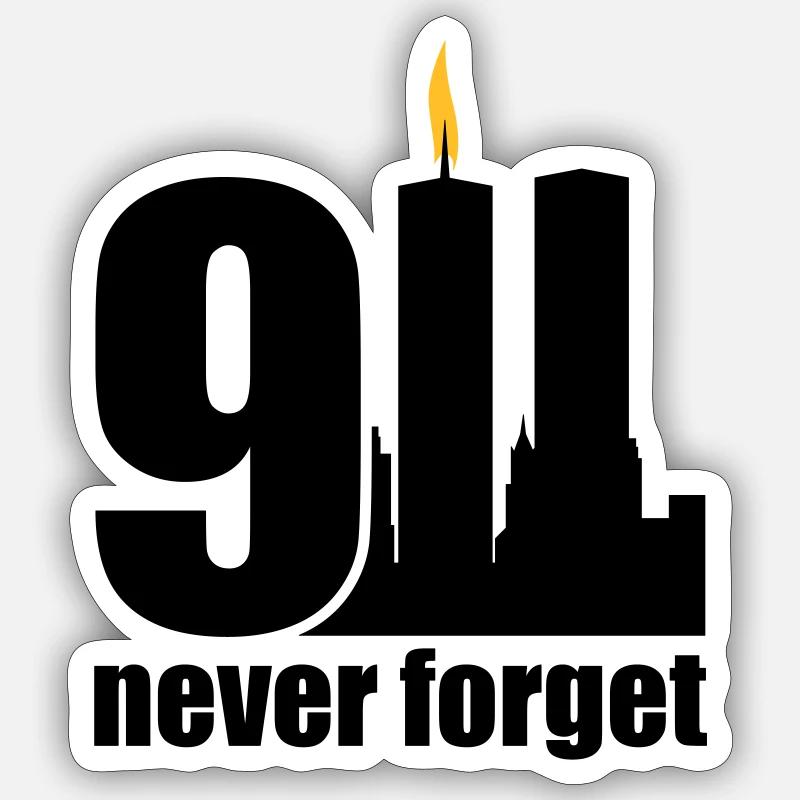 never forget 9/11 - Sticker taille S (10 x 10 cm) - blanc mat