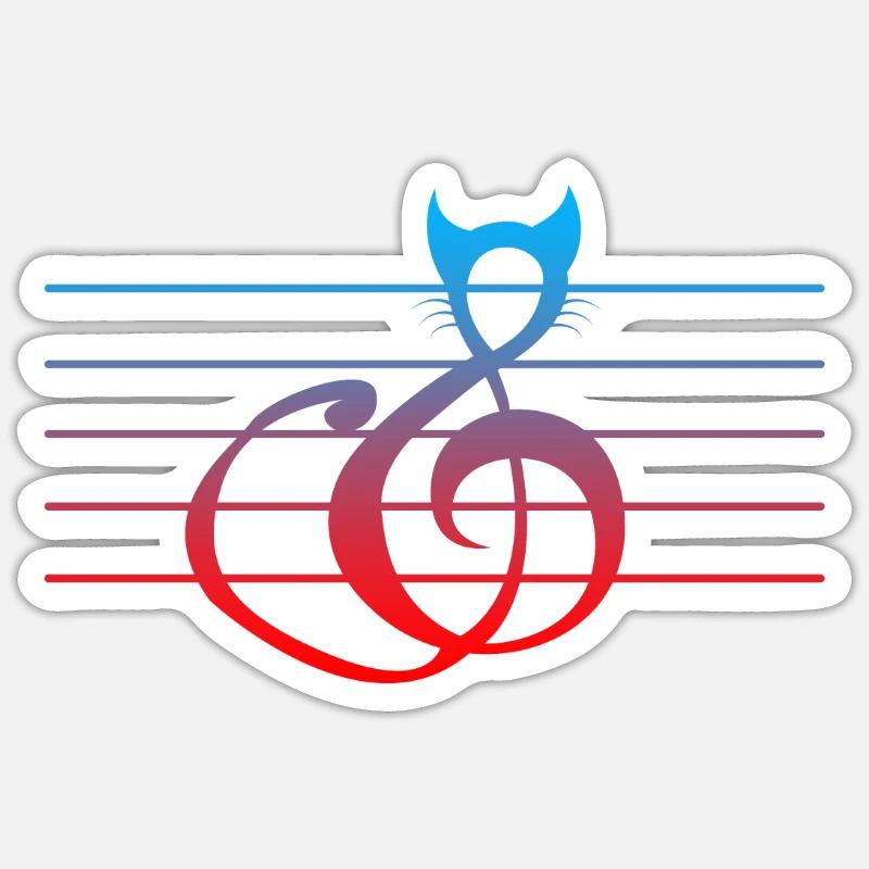 Clef cat gift idea - Sticker size S (10 x 10 cm) - white matte