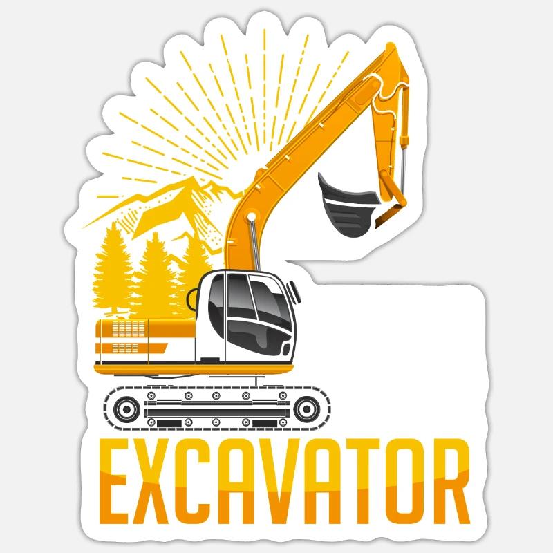 Bagger - Sticker Größe S (10 x 10 cm) - Mattweiß