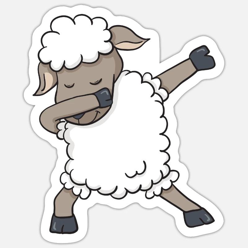 Schaf Schafe Dabbing Dabbin Dab Geschenk - Sticker Größe S (10 x 10 cm) - Mattweiß