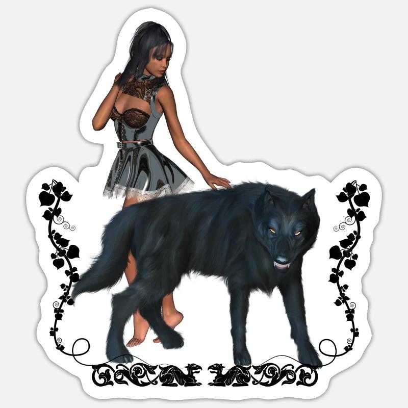 Mit dem Wolf umwerfend - Sticker Größe S (10 x 10 cm) - Mattweiß