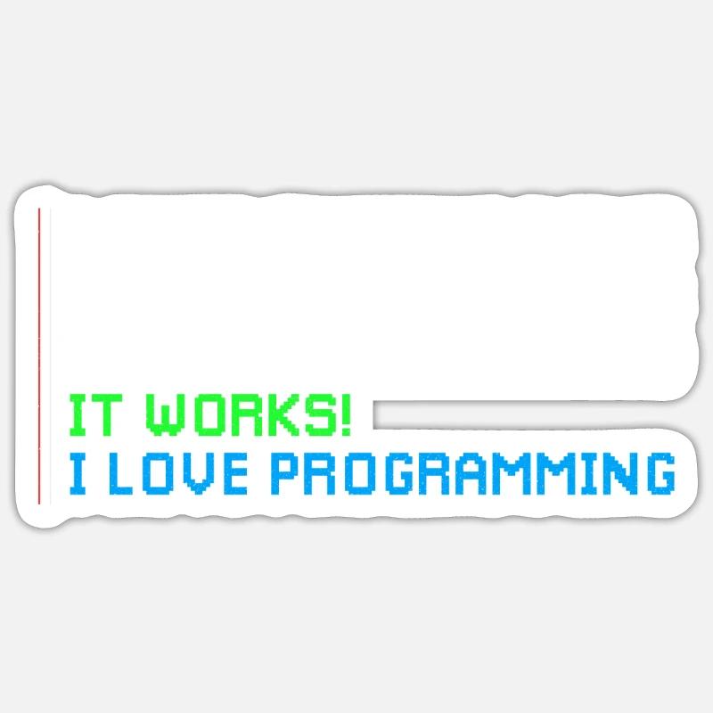 Funny I Hate Love Programming Gift Shirt - Sticker Größe S (10 x 10 cm) - Mattweiß