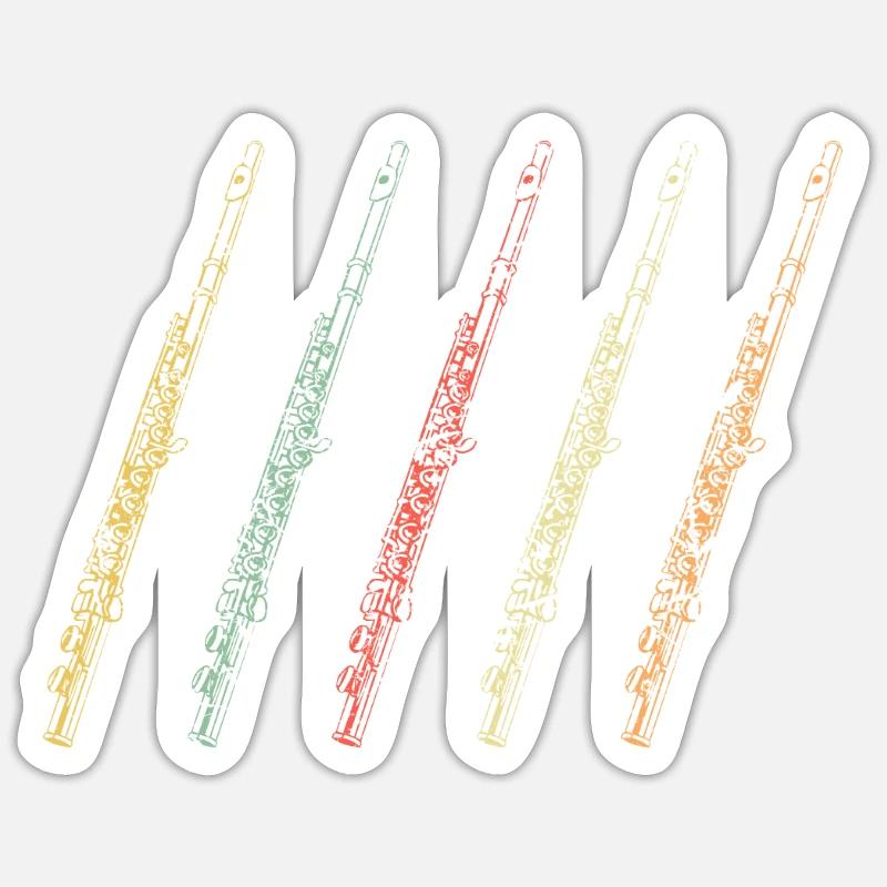 flûte - Sticker taille S (10 x 10 cm) - blanc mat