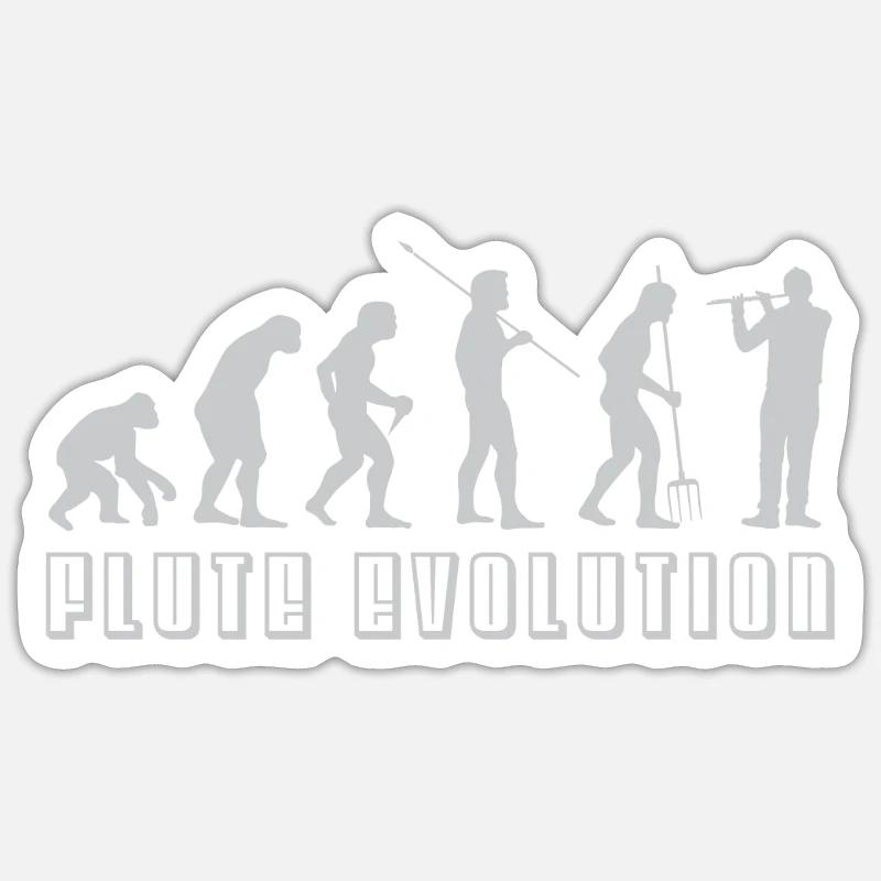 Flöte Evolution Sticker Größe S (10 x 10 cm)