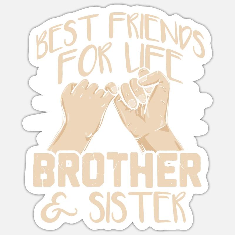 Bror og søster venner - Sticker størrelse S (10 x 10 cm) - mat hvid