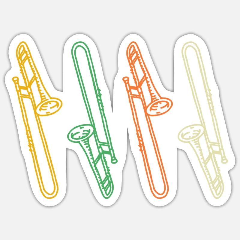 trombone - Sticker taille S (10 x 10 cm) - blanc mat