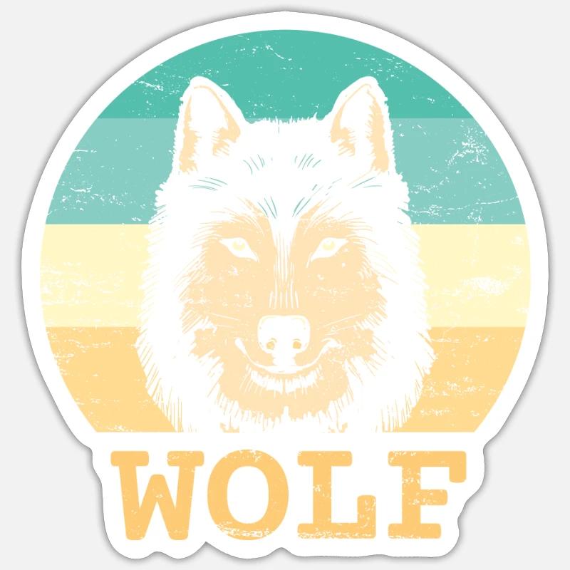 Wolf - Sticker taille S (10 x 10 cm) - blanc mat