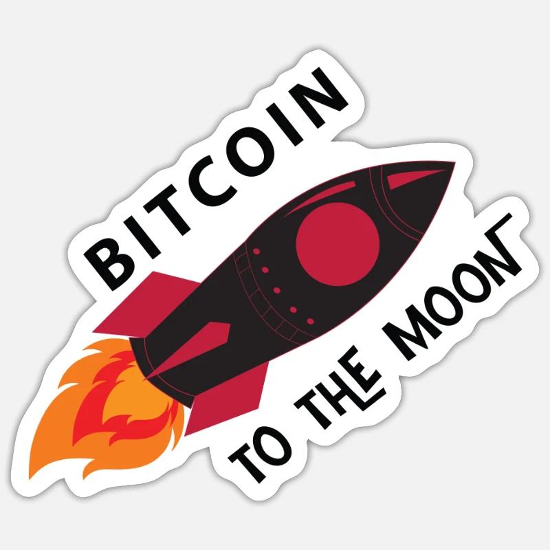 Bitcoin Rocket Moon - Sticker taille S (10 x 10 cm) - blanc mat