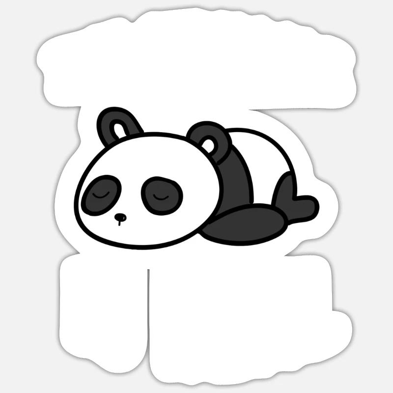 Panda müde - Sticker Größe S (10 x 10 cm) - Mattweiß