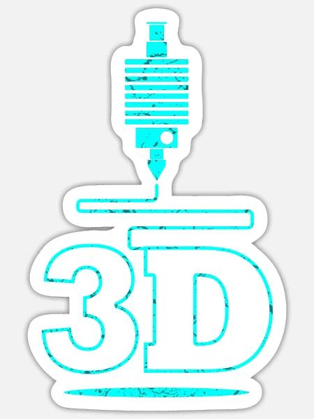 3D Druck Geschenk 3D Drucker Filament - Sticker Größe S (10 x 10 cm) - Mattweiß