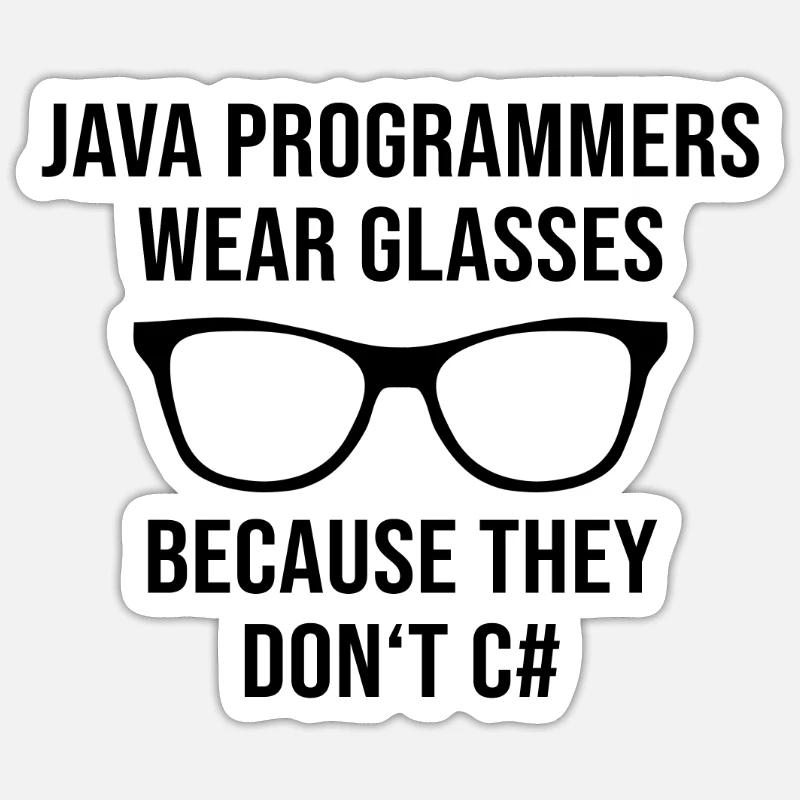 Programmeur Java Developer Glasses - Sticker taille S (10 x 10 cm) - blanc mat