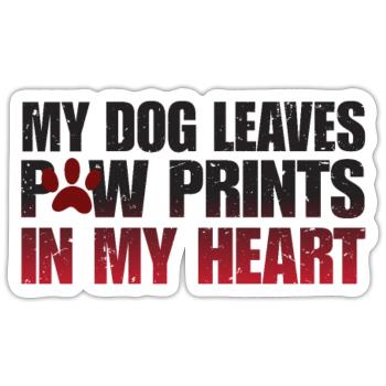 Pawprint dog heart dog friend - Sticker size S (10 x 10 cm) - white matte - Front