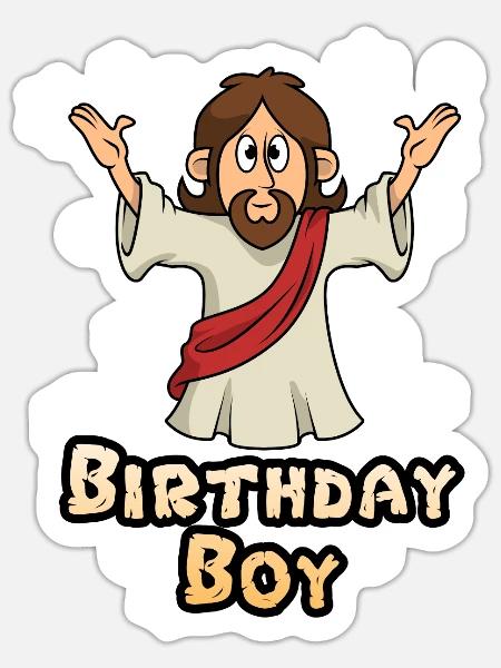 Jesus Birthday Boy - Sticker Größe S (10 x 10 cm) - Mattweiß