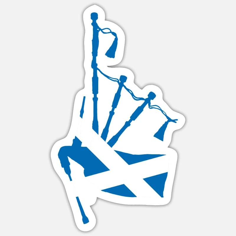 Cornemuse et drapeau écossais Sticker taille S (10 x 10 cm)