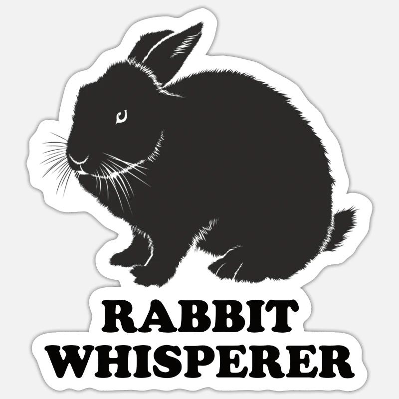 Chuchoteur de lapin - Sticker taille S (10 x 10 cm) - blanc mat