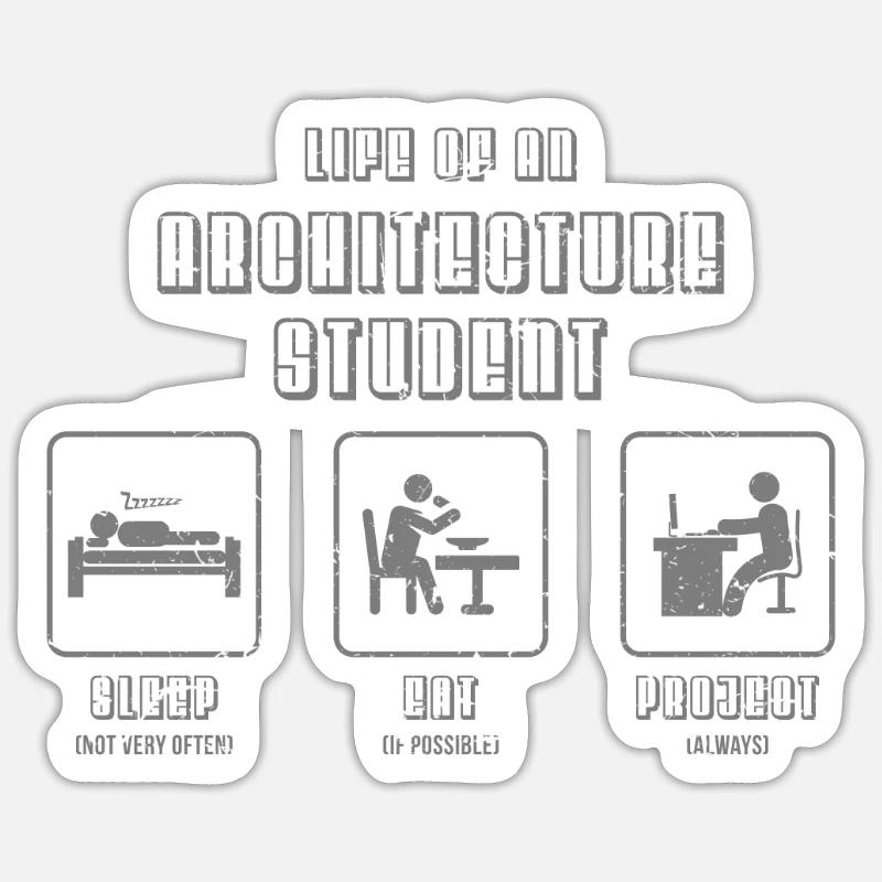 Architektur Studium - Sticker Größe S (10 x 10 cm) - Mattweiß