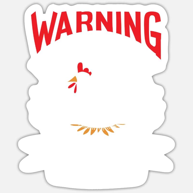 Warning may spontaneously talk about Chickens Sticker taille S (10 x 10 cm)